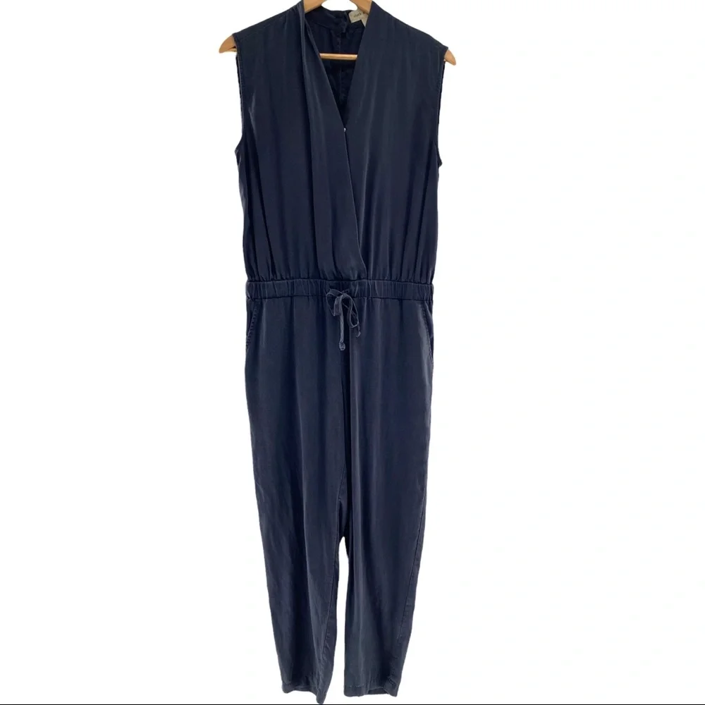 Cloth & Stone Slate Blue Sleeveless Jumpsuit with Pockets Size Small